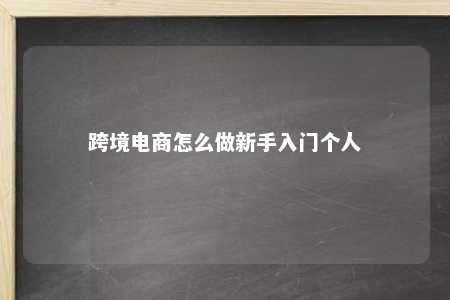 跨境电商新手入门指南：从市场研究到平台注册的全面建议