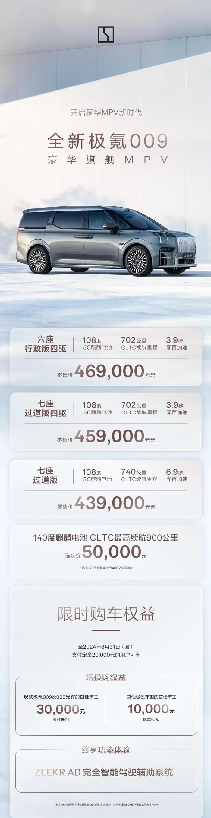 智能科技豪华旗舰 MPV 全新极氪 009 全球同步发售，限时购车权益等你来享