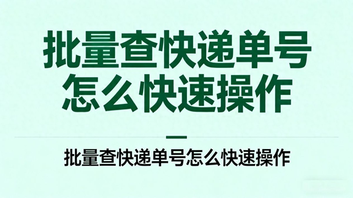 顺丰快递单号怎么查？批量查单不卡顿，海量单号秒出结果
