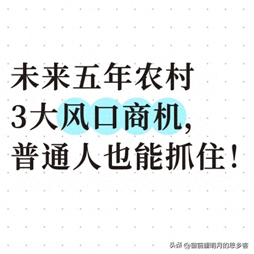 未来五年农村赚钱风口，农村电商等机会来了