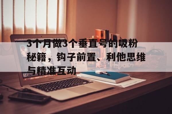 3个月做3个垂直号的吸粉秘籍，钩子前置、利他思维与精准互动